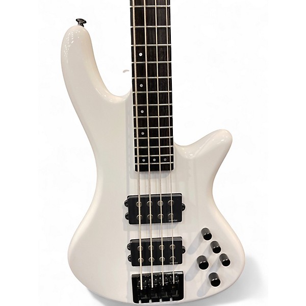 Used Schecter Guitar Research STILETTO STAGE 4 GLOSS WHITE Electric Bass Guitar