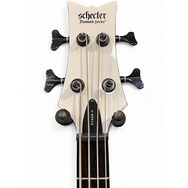 Used Schecter Guitar Research STILETTO STAGE 4 GLOSS WHITE Electric Bass Guitar