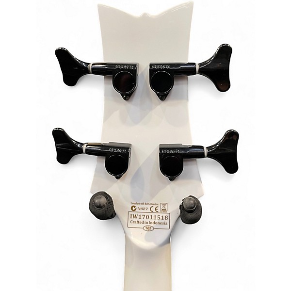 Used Schecter Guitar Research STILETTO STAGE 4 GLOSS WHITE Electric Bass Guitar