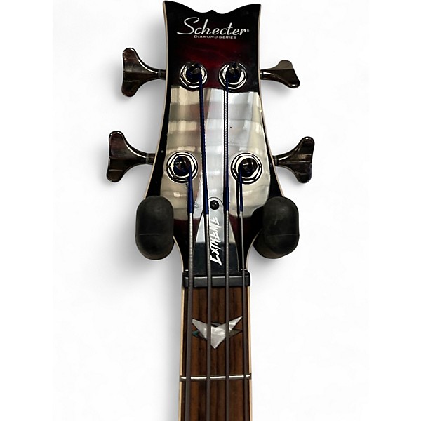 Used Schecter Guitar Research Stiletto Extreme 4 String Red to Black Fade Electric Bass Guitar