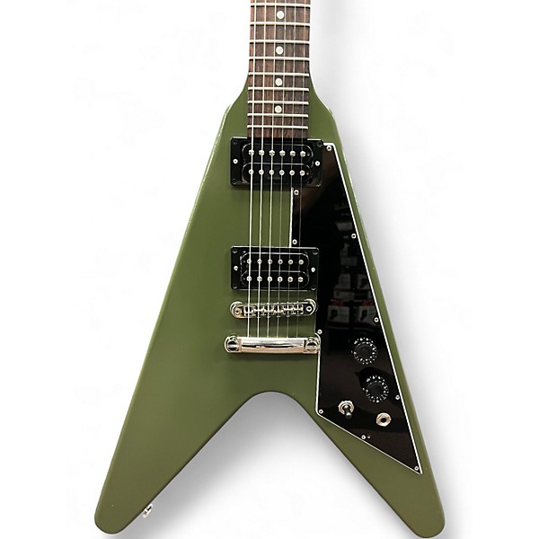 Used Gibson Flying V Tribute Olive Drab Satin Solid Body Electric Guitar