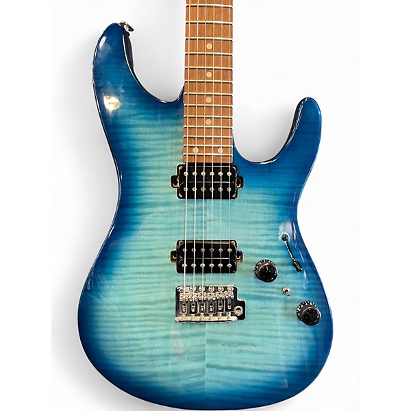 Used Ibanez AZ24S1F Transparent Turquoise Burst Solid Body Electric Guitar
