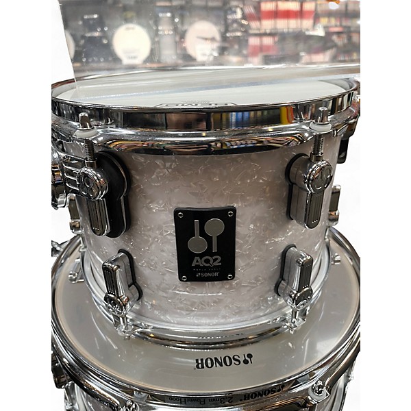 Used SONOR 4 Piece AQ2 Safari White Marine Pearl Drum Kit