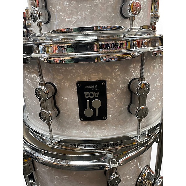 Used SONOR 4 Piece AQ2 Safari White Marine Pearl Drum Kit