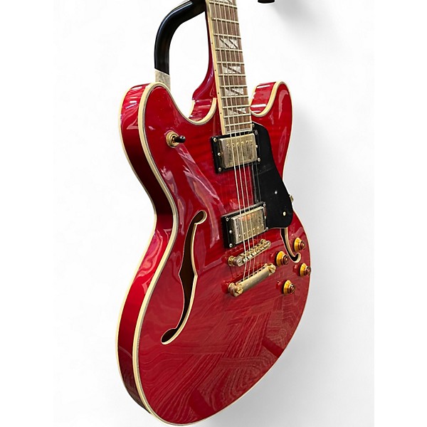 Used Washburn HB35 Cherry Red Hollow Body Electric Guitar