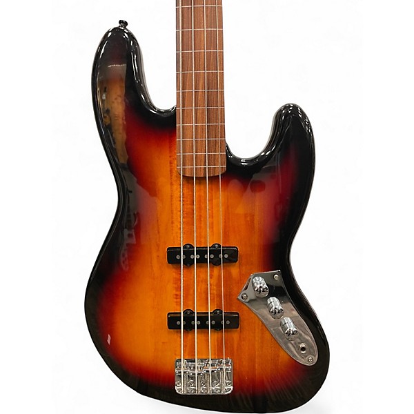Used Parts J STYLE FRETLESS Sunburst Electric Bass Guitar