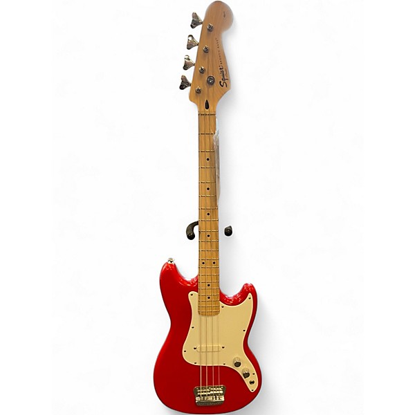 Used Squier Bronco Red Electric Bass Guitar
