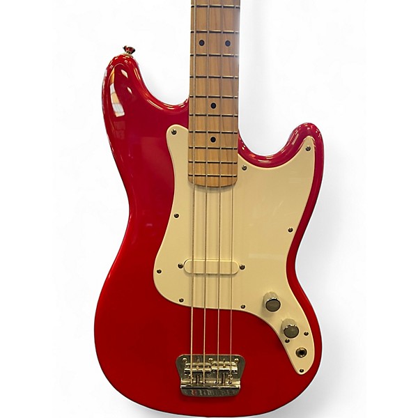 Used Squier Bronco Red Electric Bass Guitar