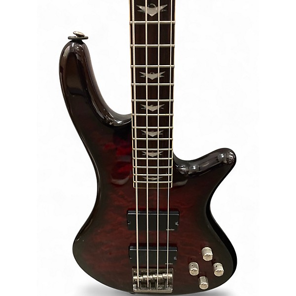 Used Schecter Guitar Research Stiletto Extreme 4 String Black Cherry Electric Bass Guitar