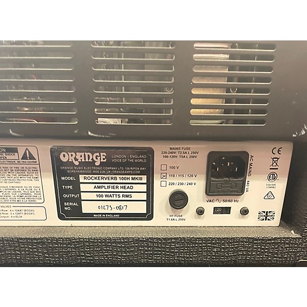 Used Orange Amplifiers Rockerverb 100H MKIII Tube Guitar Amp Head