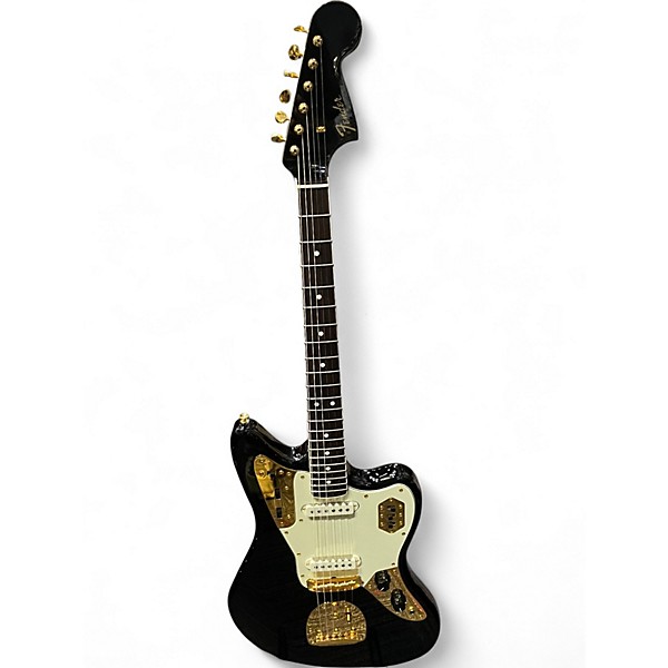 Used 2022 Fender JAGUAR 60'S Black and Gold Solid Body Electric Guitar
