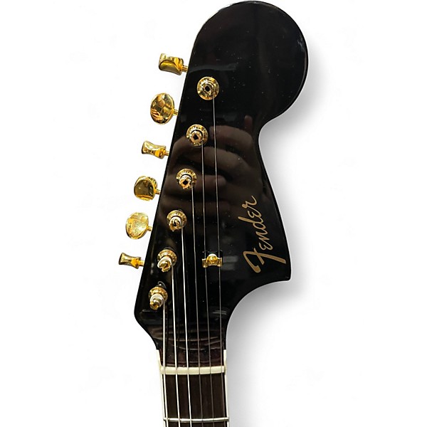 Used 2022 Fender JAGUAR 60'S Black and Gold Solid Body Electric Guitar