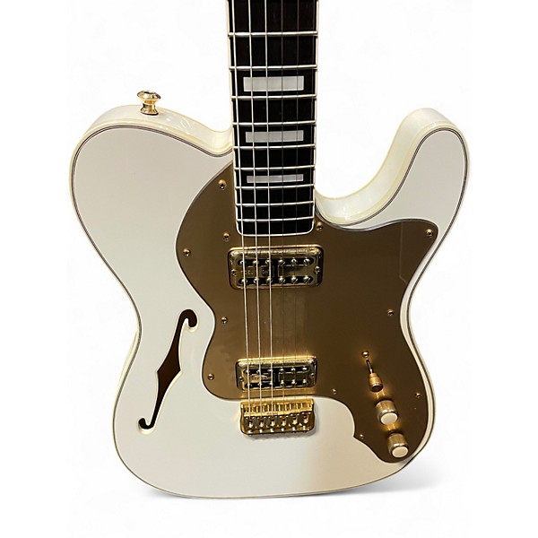 Used 2015 Fender TELE THINLINE SUPER DLX Olympic White Hollow Body Electric Guitar