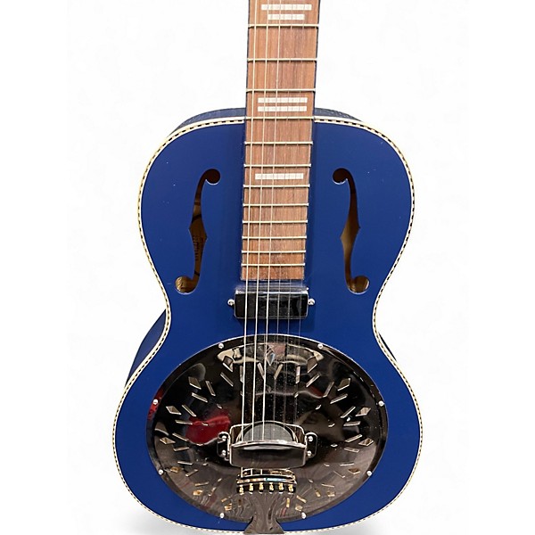 Used Recording King dirty 30's Resonator Metallic Blue Acoustic Electric Guitar