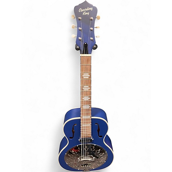 Used Recording King dirty 30's Resonator Metallic Blue Acoustic Electric Guitar