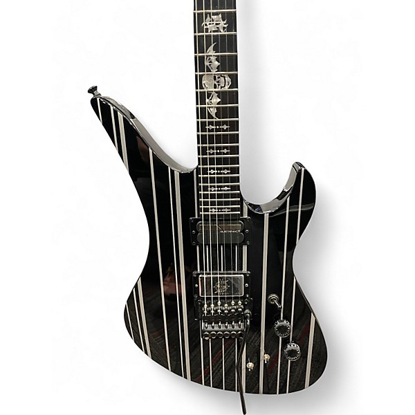 Used Schecter Guitar Research Synyster Gates Signature Custom S Black and Silver Solid Body Electric Guitar