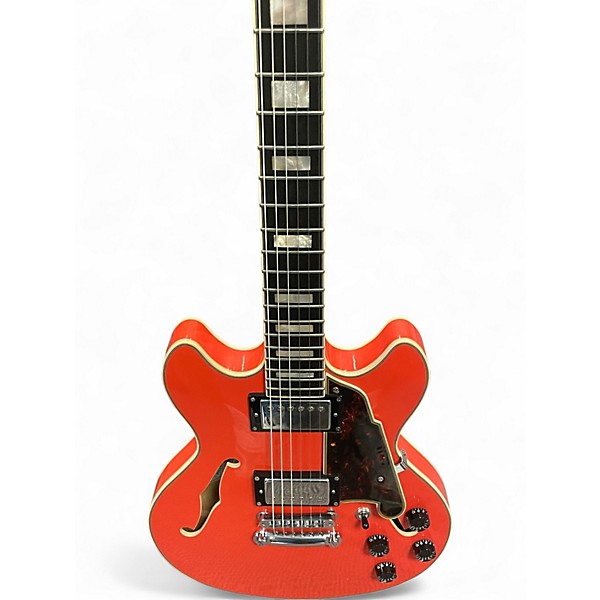 Used D'Angelico premier mini dc Fiesta Red Hollow Body Electric Guitar