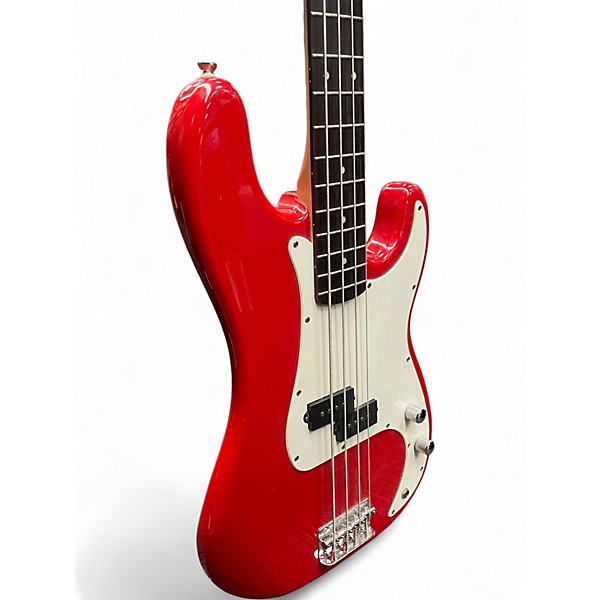 Used Squier Affinity Precision Bass Flat Red Electric Bass Guitar