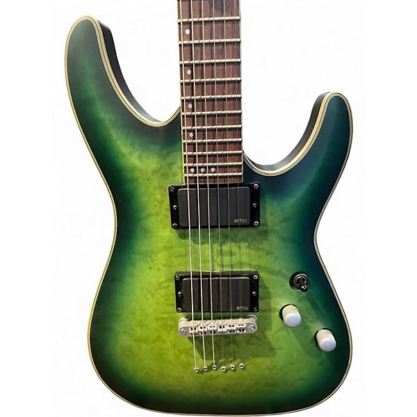 Used Schecter Guitar Research C1 Platinum Green Solid Body Electric Guitar