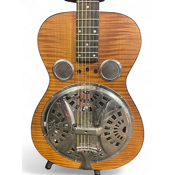 Used Dobro Hound Dog Deluxe Round Neck Tiger Eye Resonator Guitar
