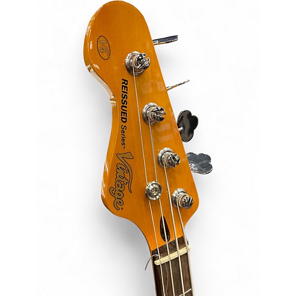 Used Vintage V4 Reissued Series Left Handed Black Electric Bass Guitar