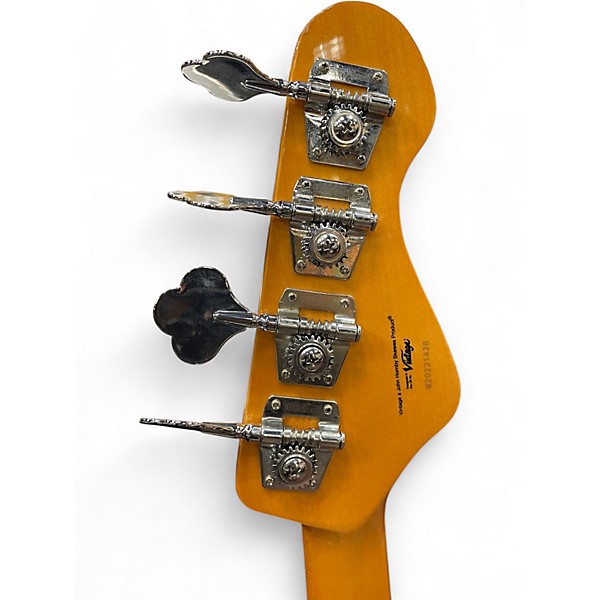 Used Vintage V4 Reissued Series Left Handed Black Electric Bass Guitar