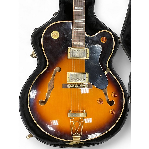 Used Fusion Blues FB600 Manhattan Deluxe Sunburst Hollow Body Electric Guitar