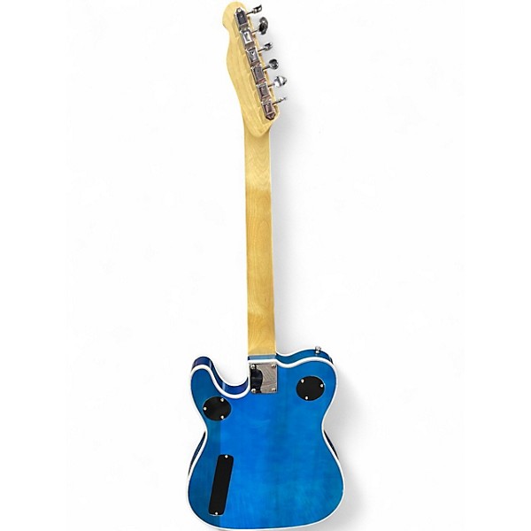 Used Zuwei Factory Thinline TL Electric Guitar Semi-Hollow Jazz Flower Quilted Blue Hollow Body Electric Guitar
