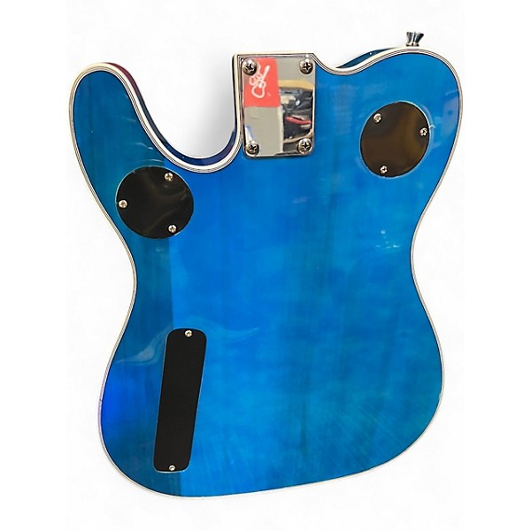 Used Zuwei Factory Thinline TL Electric Guitar Semi-Hollow Jazz Flower Quilted Blue Hollow Body Electric Guitar