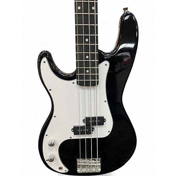 Used Glary Precision left handed Black and White Electric Bass Guitar