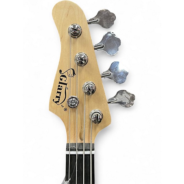Used Glary Precision left handed Black and White Electric Bass Guitar