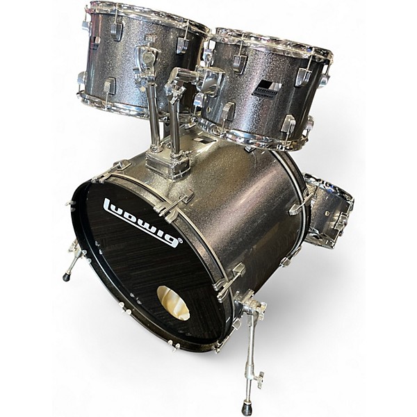 Used Ludwig 5 Piece Backbeat Metallic Silver Drum Kit