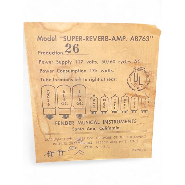 Vintage 1967 Fender Super Reverb 4x10 Tube Guitar Combo Amp