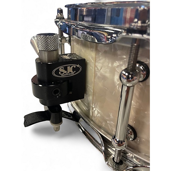 Used SJC Drums 13X5 Custom Snare Vintage White Pearl Drum