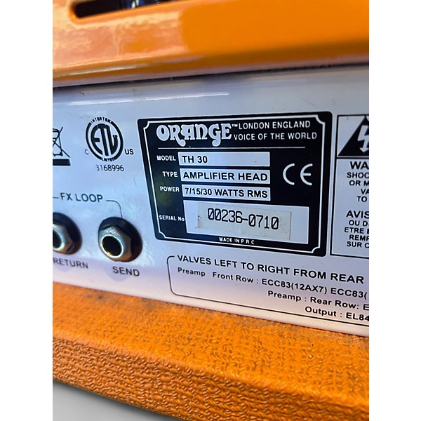 Used Orange Amplifiers TH30H 30W Tube Guitar Amp Head
