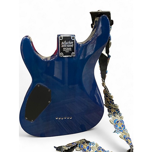 Used Schecter Guitar Research Omen Extreme 6 Ocean Blue Burst Solid Body Electric Guitar