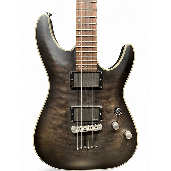 Used Schecter Guitar Research C1 Platinum Trans Black Solid Body Electric Guitar