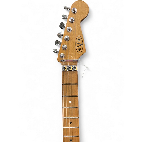 Used EVH Striped Series Frankie Red with Black and White Stripes Solid Body Electric Guitar