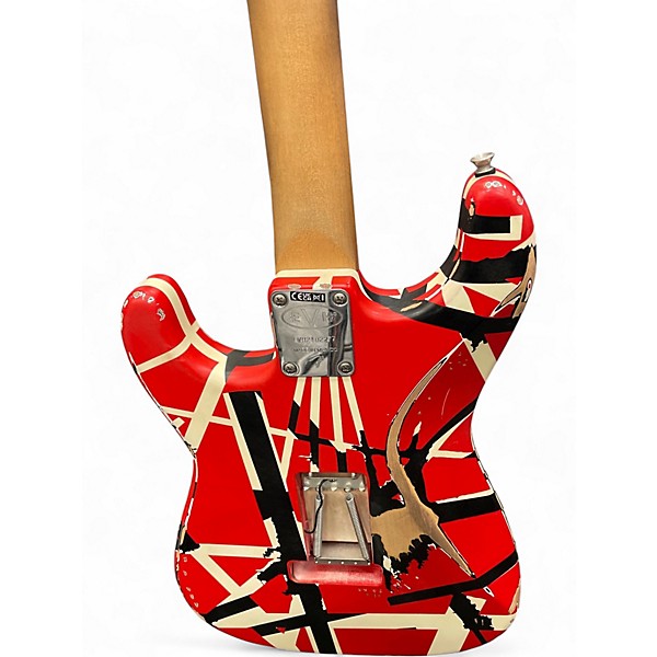 Used EVH Striped Series Frankie Red with Black and White Stripes Solid Body Electric Guitar