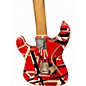 Used EVH Striped Series Frankie Red with Black and White Stripes Solid Body Electric Guitar