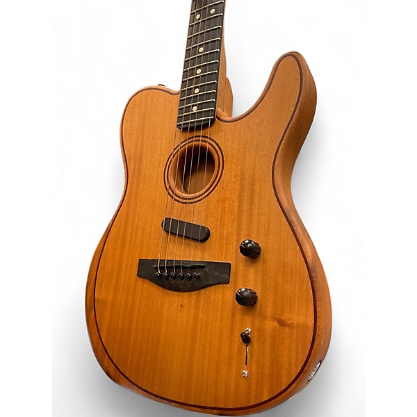Used Fender American Acoustasonic Telecaster Natural Acoustic Electric Guitar