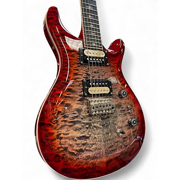 Used PRS SE Custom 24 08 Quilt Charcoal Cherry Burst Solid Body Electric Guitar