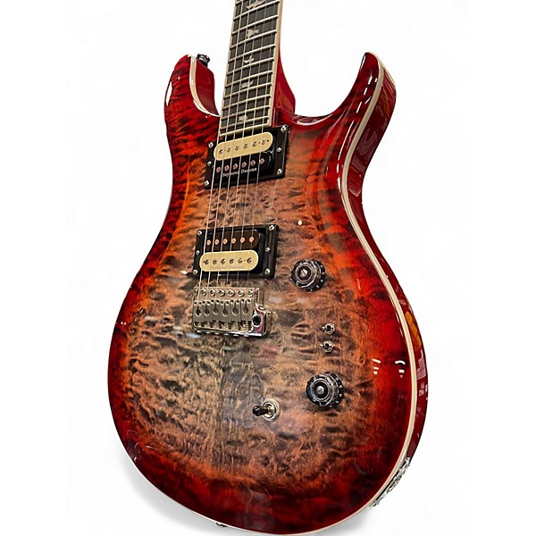 Used PRS SE Custom 24 08 Quilt Charcoal Cherry Burst Solid Body Electric Guitar