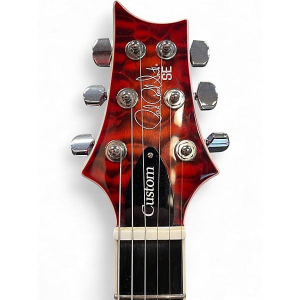 Used PRS SE Custom 24 08 Quilt Charcoal Cherry Burst Solid Body Electric Guitar