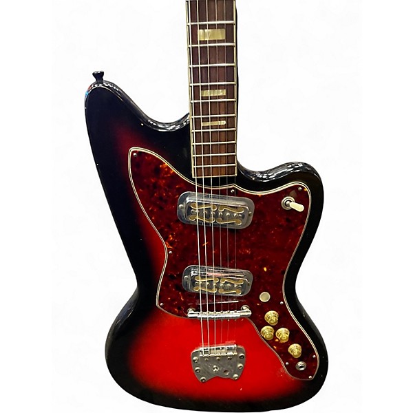 Vintage 1960s Harmony BOBCAT RED BURST Solid Body Electric Guitar