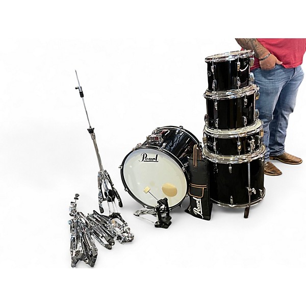 Used Pearl 5 Piece Roadshow Fusion Jet Black Drum Kit