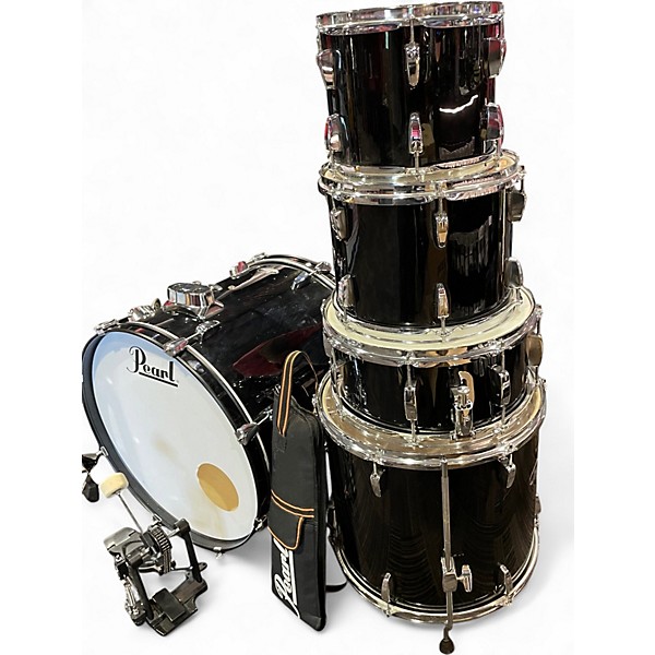 Used Pearl 5 Piece Roadshow Fusion Jet Black Drum Kit