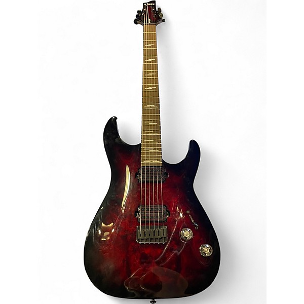 Used Schecter Guitar Research Omen Elite Red to Black Fade Solid Body Electric Guitar