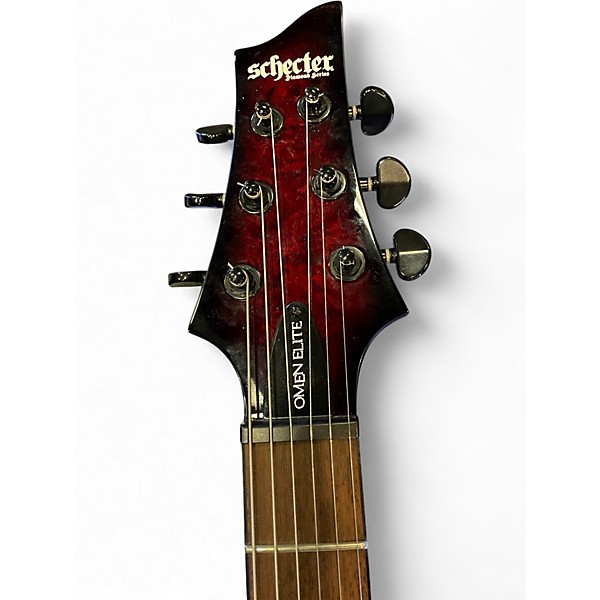 Used Schecter Guitar Research Omen Elite Red to Black Fade Solid Body Electric Guitar