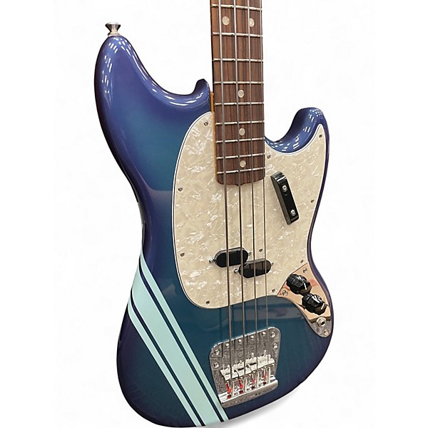 Used 2025 Fender Mustang Bass burgundy burst with racing stripe Electric Bass Guitar